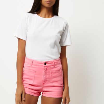 Fluro pink high waisted shorts